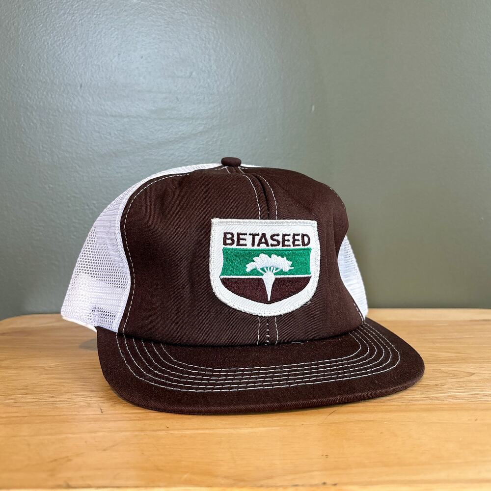 Vintage Betaseed Sugar Beet Patch Brown White Mesh Trucker Snapback Hat
